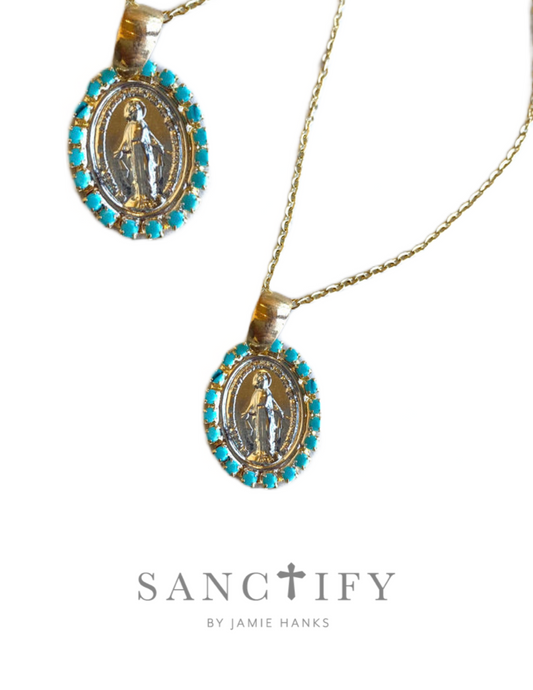 Two-tone Turquoise Mary Necklace