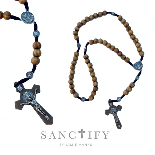 St.Benedict Natural Wooden Rosary