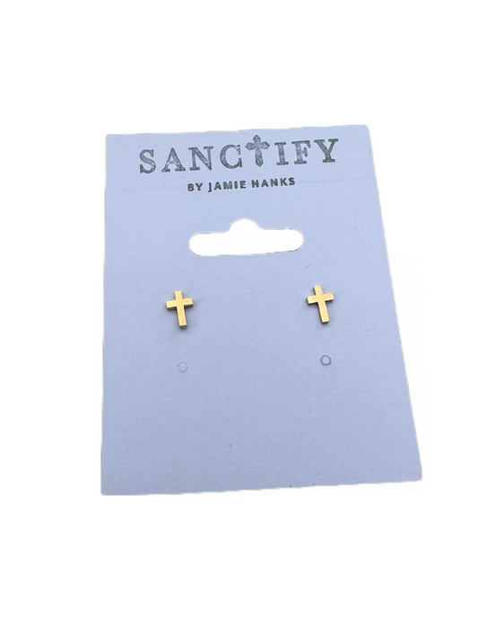 Itty Bitty Gold Cross Earrings